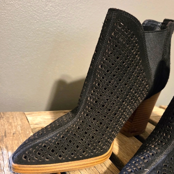 Marc Fisher Arwen Suede Perforated Heeled Bootie - Picture 3 of 7